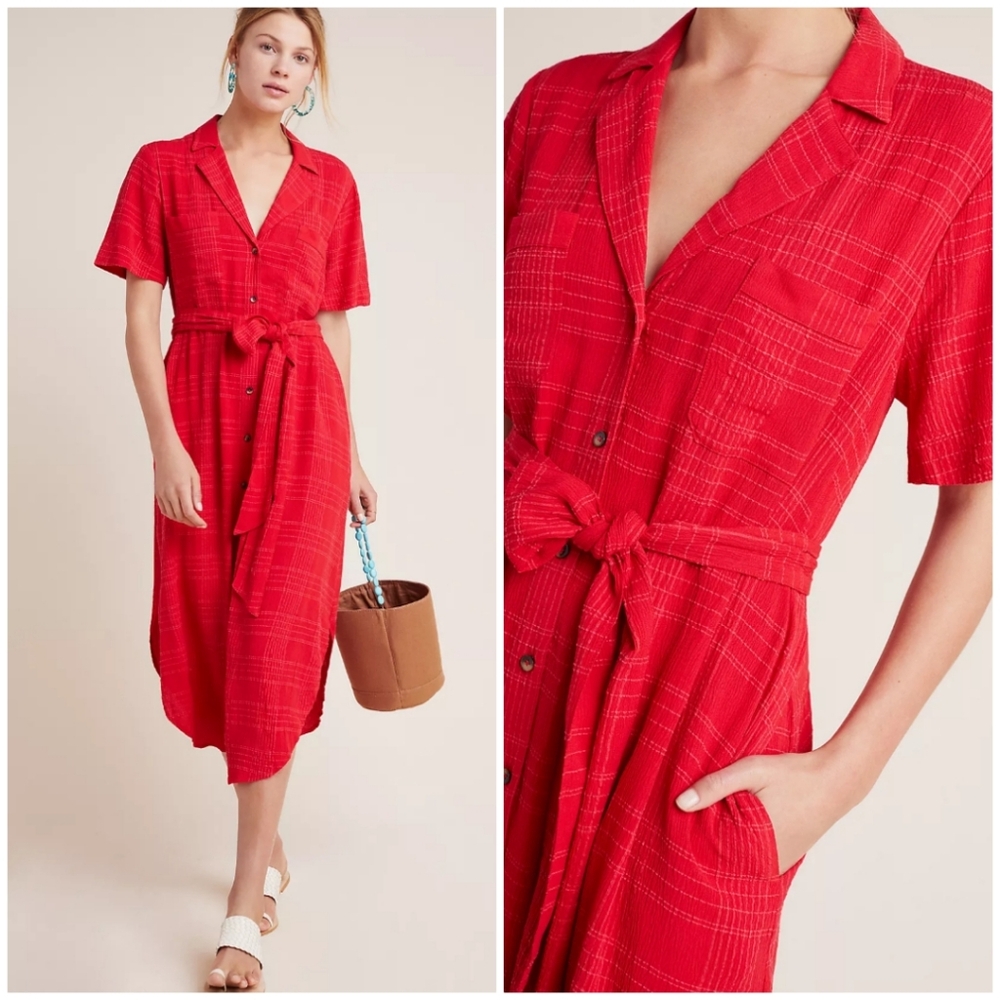 Anthropologie Maeve Aria Textured Shirtdress